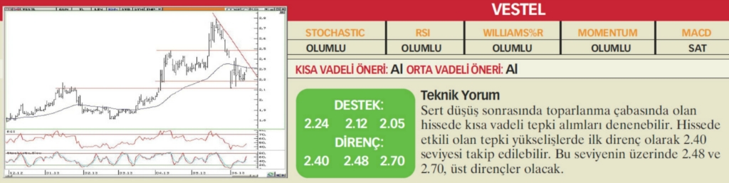 22 hisselik teknik analiz