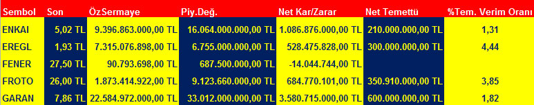 BİST 100'ün temettü verimlilik oranı