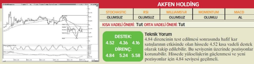 22 hisselik teknik analiz