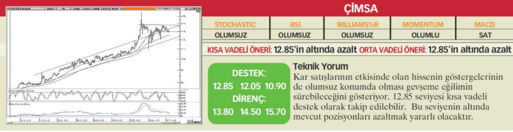 22 hisselik teknik analiz