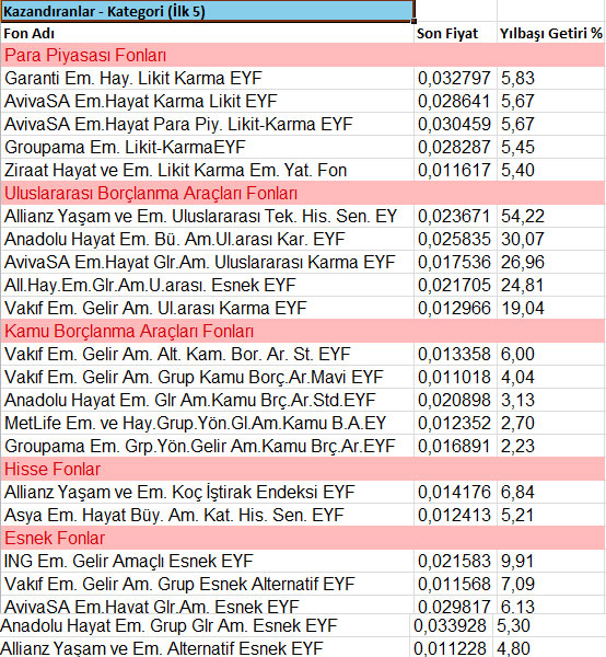 En çok kazandıran fonlar hangileri?