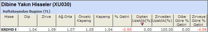 Dibine yakın hisseler 17-01-2014