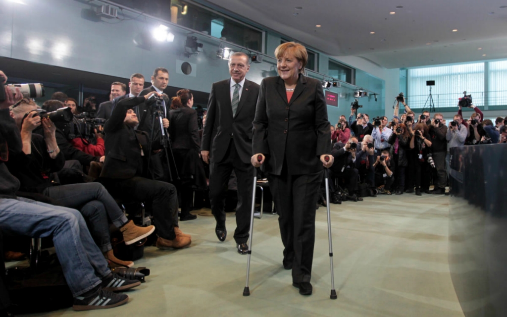 Erdoğan ve Merkel görüşmesinden ilginç kareler