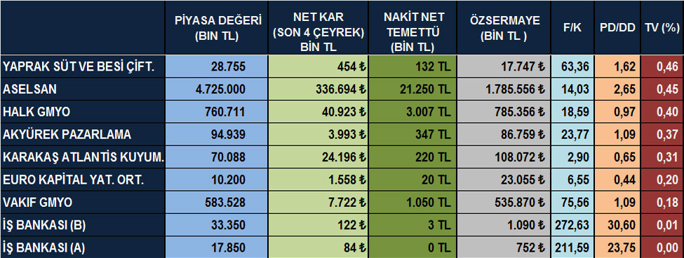 Temettü verimi yüksek hisseler (07 Ekim 2014)