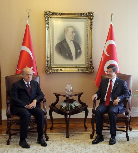 Davutoğlu - Bahçeli görüşmesinden kareler