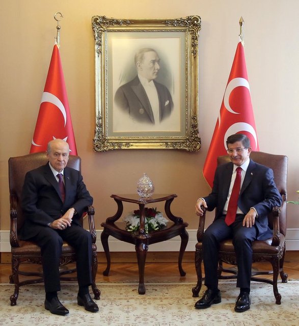 Davutoğlu - Bahçeli görüşmesinden kareler