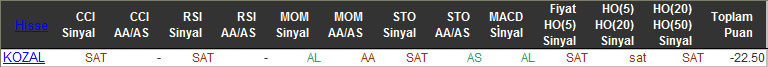 SAT sinyali veren hisseler 31-12-2015